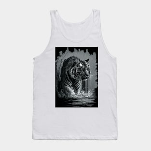 The Majestic Tiger of the Water monochrome Tank Top